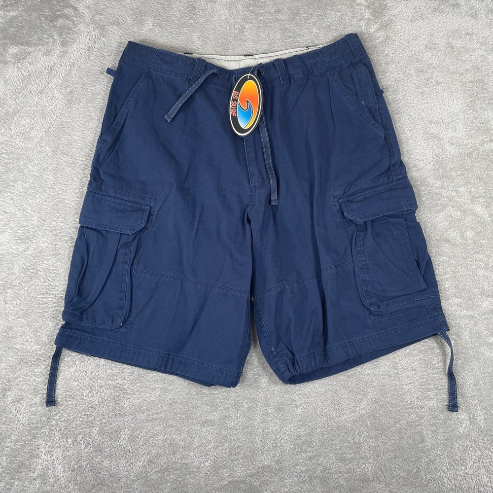 RS Surf Cargo Shorts Mens Large Navy Blue Baggy Skater‎ Y2K Style